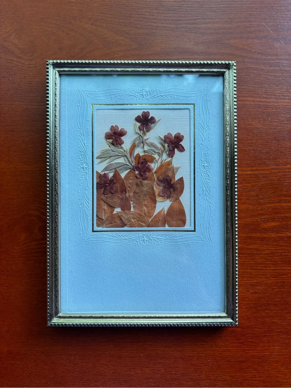 Vintage Pressed Flower Wall Art Set of 4 - Framed